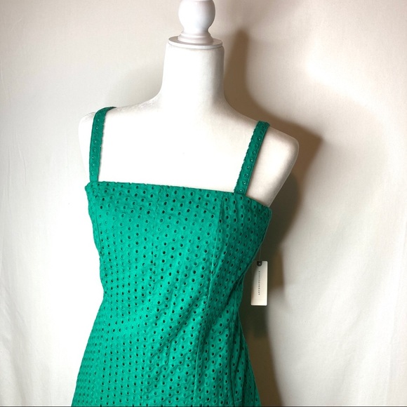 50% off NWT Anthropologie Maeve green eyelet dress 10 Medium free shipping - Picture 8 of 14